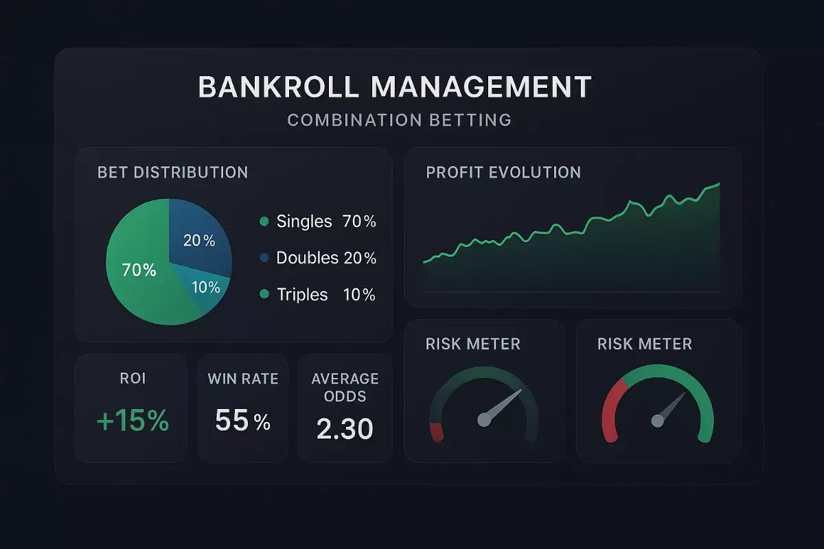 Dashboard de gestion de bankroll pour paris combinés avec indicateurs de performance
