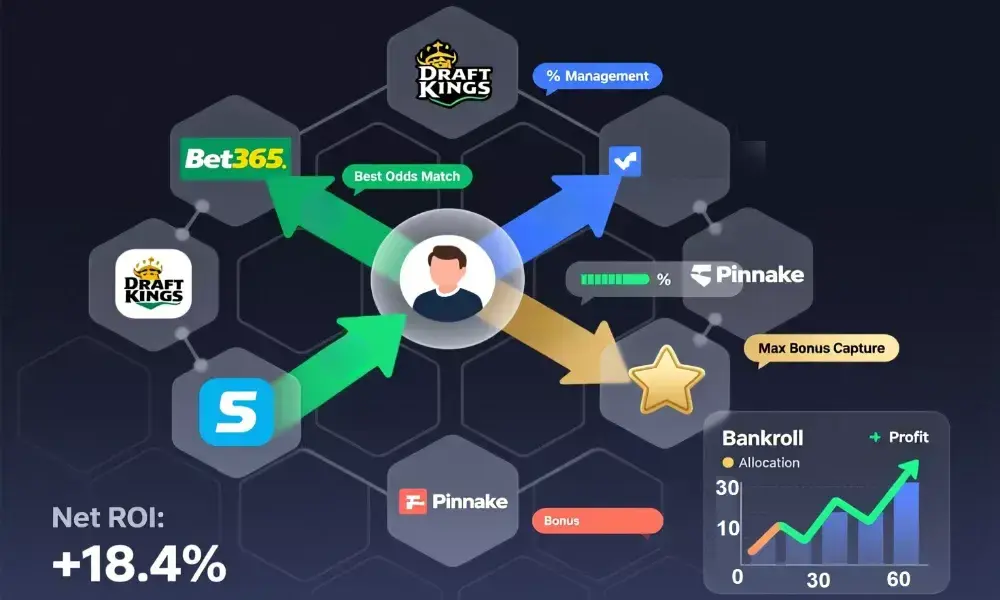 Diagramme stratégique montrant l'optimisation multi-comptes pour maximiser les profits