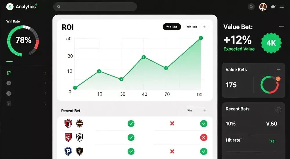 Tableau de bord montrant les résultats pratiques du value betting